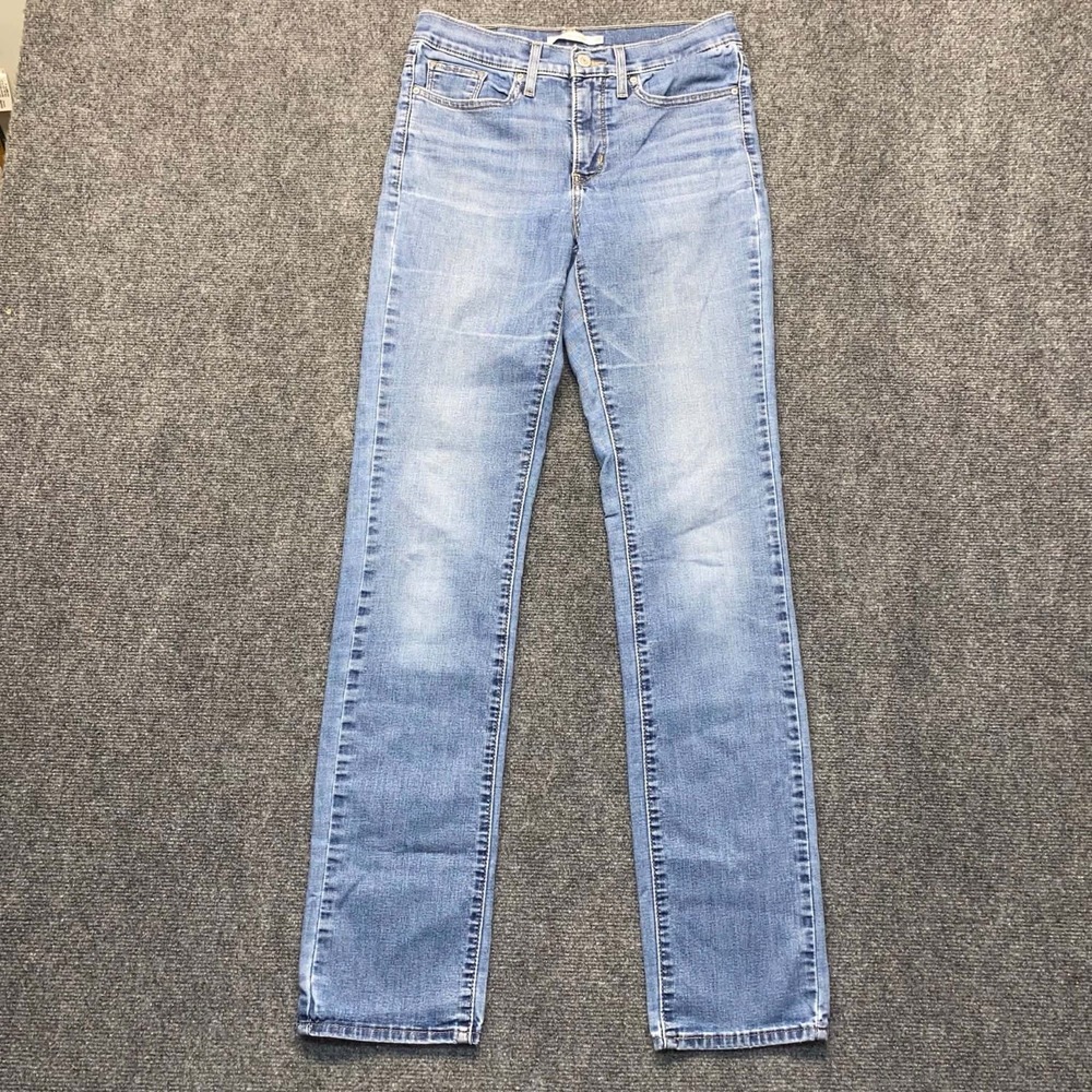 Levi Strauss 314 Shaping Straight Womens Blue Jeans Size 28x34 Light Wash - Picture 2 of 12